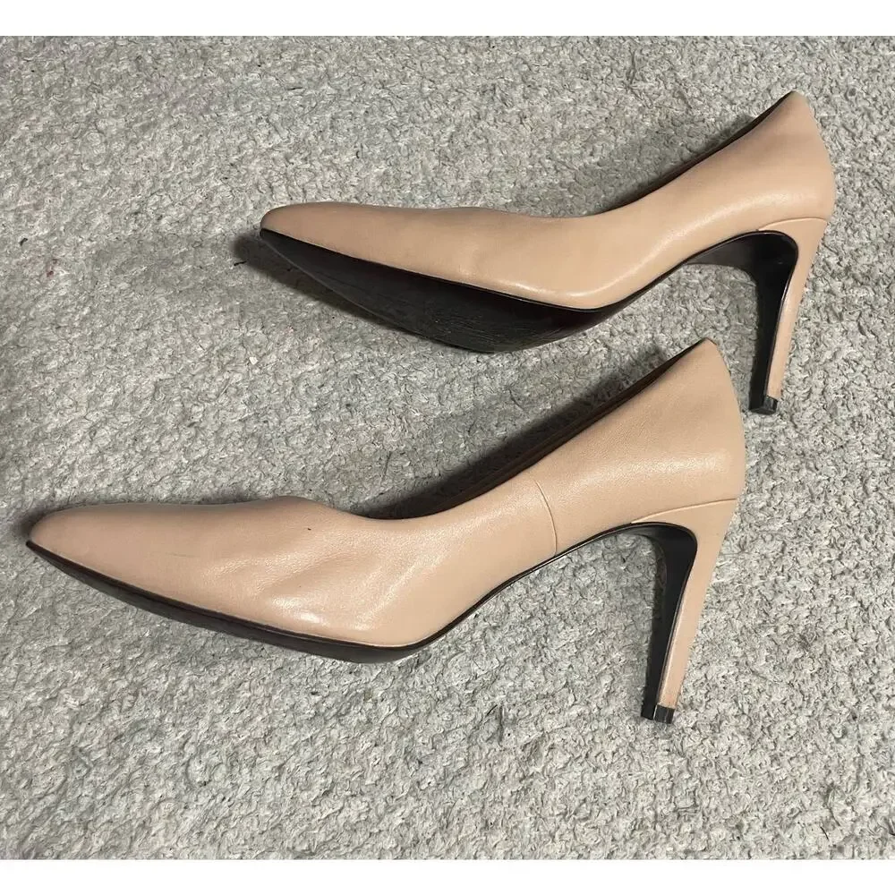 Cole Haan Womens 8.5 B Grand.0S Abigail Nude Pointed Toe Leather Heels W04840